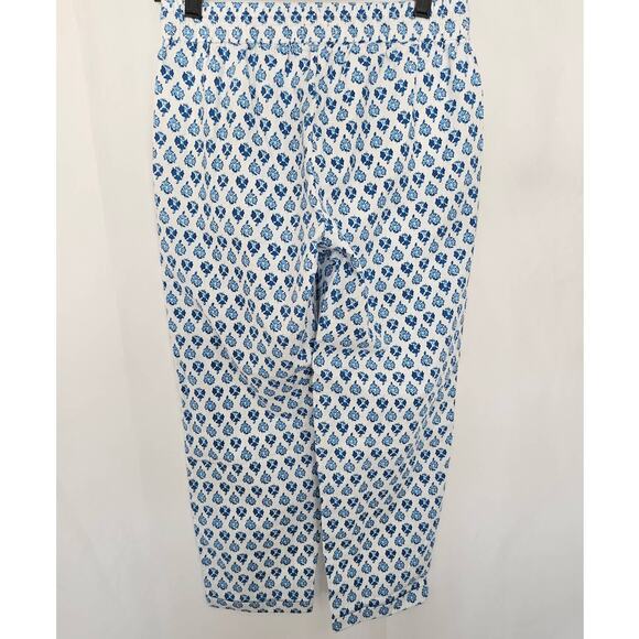 🆓 FREE J. Crew Factory Petite Blue White Printed Linen Blend Drawstring Pant 2P - Picture 2 of 8